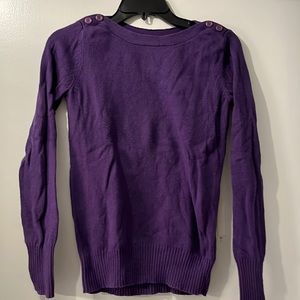 Beautiful deep purple sweater with buttons on shoulders